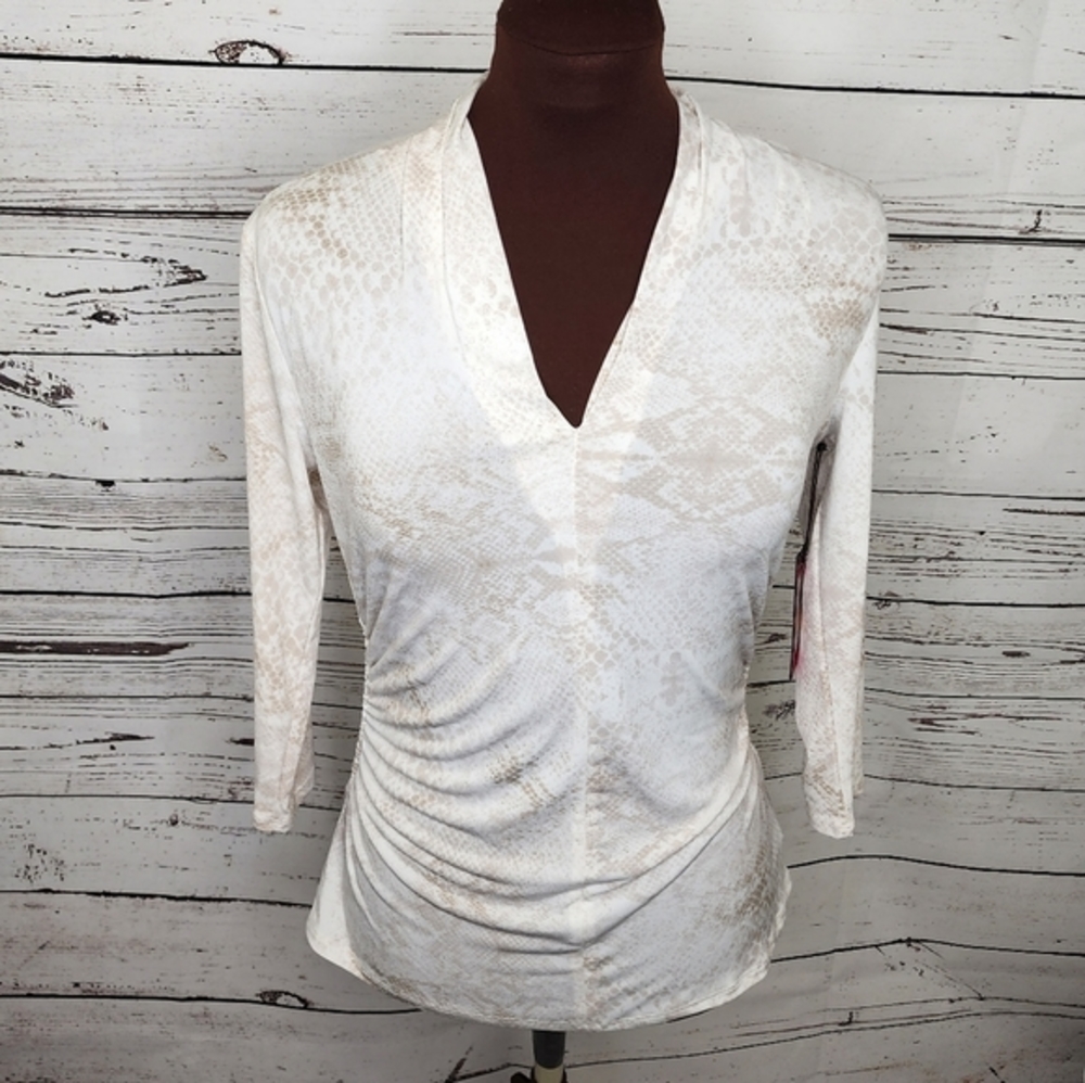 Vince‎ Camuto Snake Reptile Skin 3/4 Sleeve Blouse